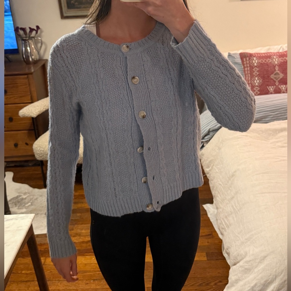Dress Forum Light Blue Cable Knit Cardigan